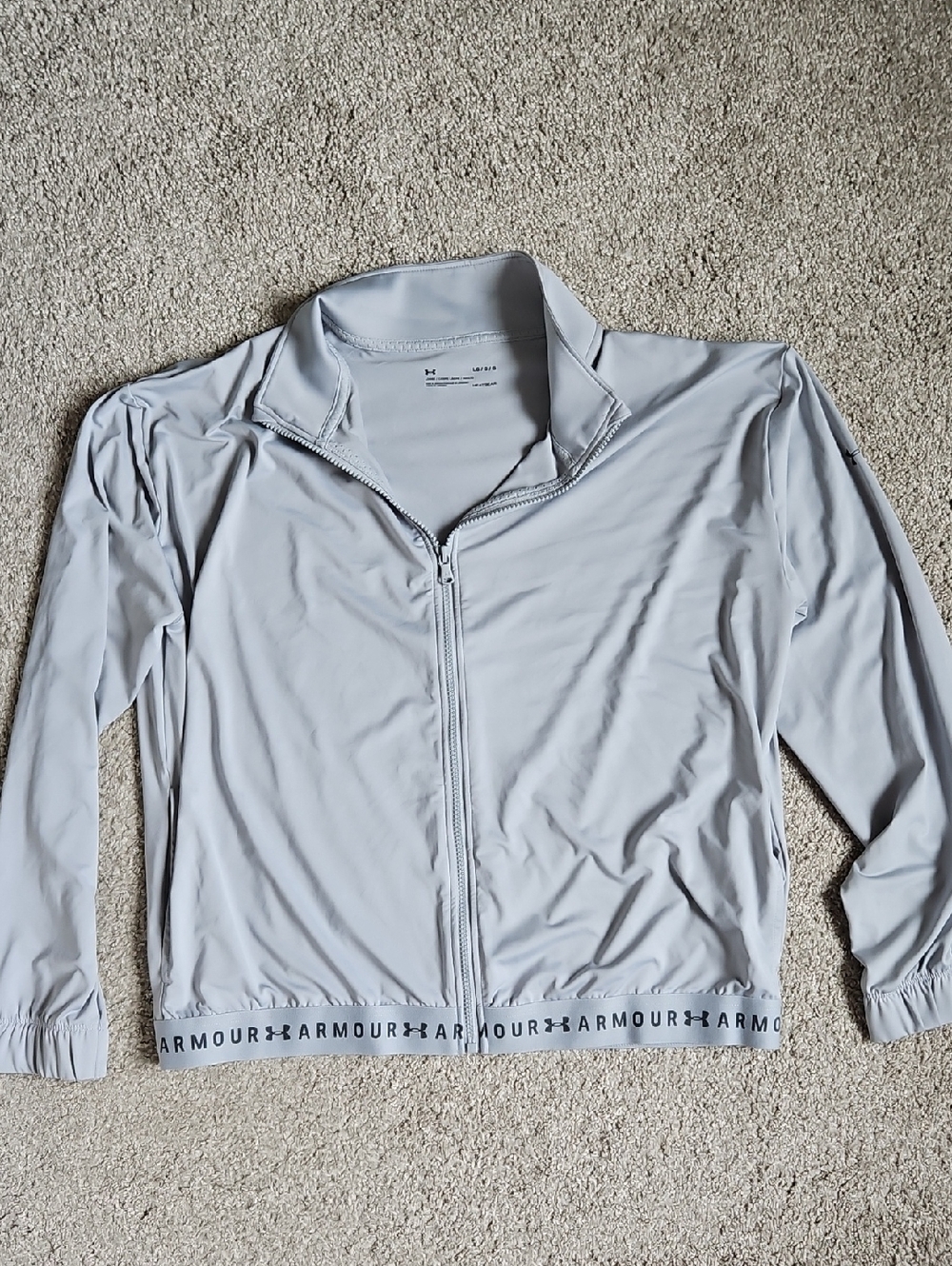 Under Armour Women’s Light Gray Zip Up Jacket Large Athletic Lightweight